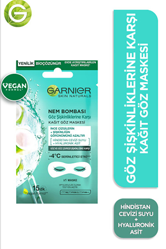 Garnier Kağıt Maske Göz Altı Hindistan Cevizi Suyu&Hyaluronik Asit Garnier Kağıt Maske Göz Altı Hindistan Cevizi Suyu&Hyaluronik Asit