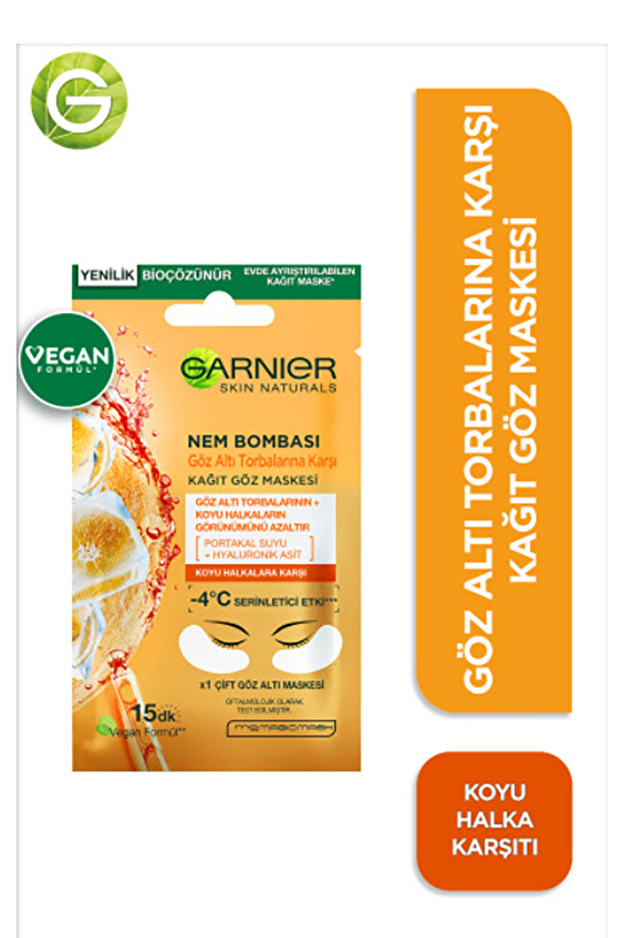 Garnier Kağıt Göz Altı Maskesi Portakal Suyu&Hyaluronik Asit Garnier Kağıt Göz Altı Maskesi Portakal Suyu&Hyaluronik Asit