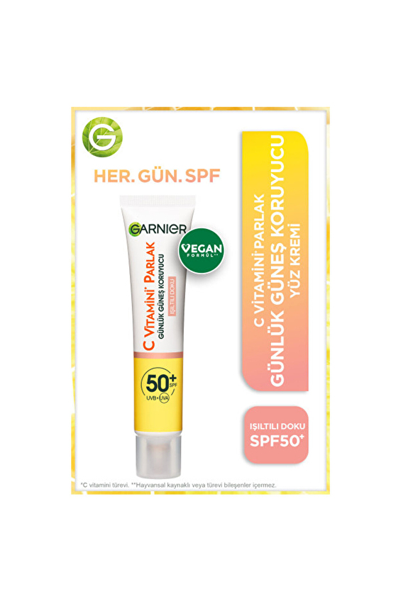 Garnier C Vitamini* Parlak Günlük Güneş Koruyucu Fluid Yüz Kremi - Işıltılı Doku 40ML Garnier C Vitamini* Parlak Günlük Güneş Koruyucu Fluid Yüz Kremi - Işıltılı Doku 40ML