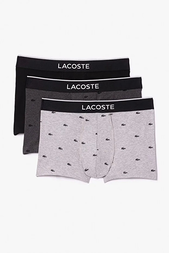 Lacoste Erkek 3'lü Boxer 5H3411 Siyah/gri/antrasit Lacoste Erkek 3'lü Boxer 5H3411 Siyah/gri/antrasit
