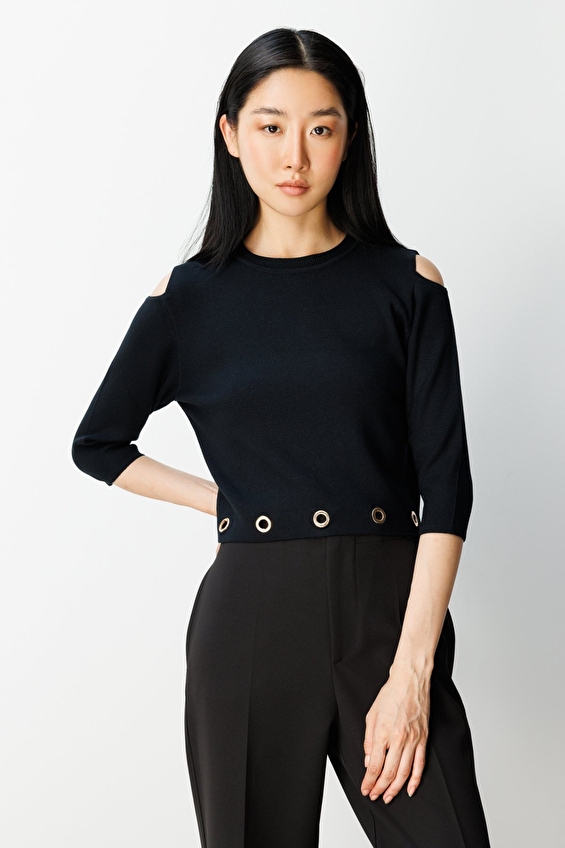 Onfashion Crop Sıfır Yaka Triko Uzun Kol Kadın Kazak 65319 Siyah Onfashion Crop Sıfır Yaka Triko Uzun Kol Kadın Kazak 65319 Siyah