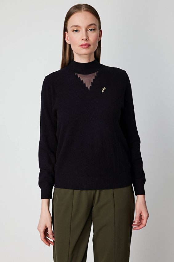 Onfashion Regular Fit Sıfır Yaka Triko Uzun Kol Kadın Kazak 60342 Siyah Onfashion Regular Fit Sıfır Yaka Triko Uzun Kol Kadın Kazak 60342 Siyah