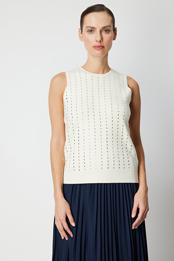 Onfashion Regular Fit Sıfır Yaka Triko Kadın Bluz 60310 Ekru Onfashion Regular Fit Sıfır Yaka Triko Kadın Bluz 60310 Ekru