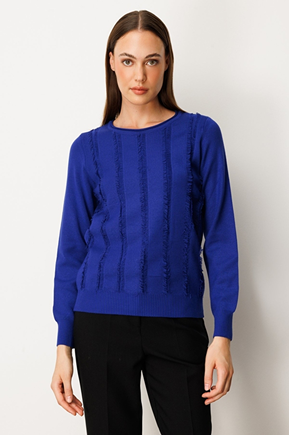 Onfashion Regular Fit Sıfır Yaka Triko Uzun Kol Kadın Kazak 65306 Saks Onfashion Regular Fit Sıfır Yaka Triko Uzun Kol Kadın Kazak 65306 Saks