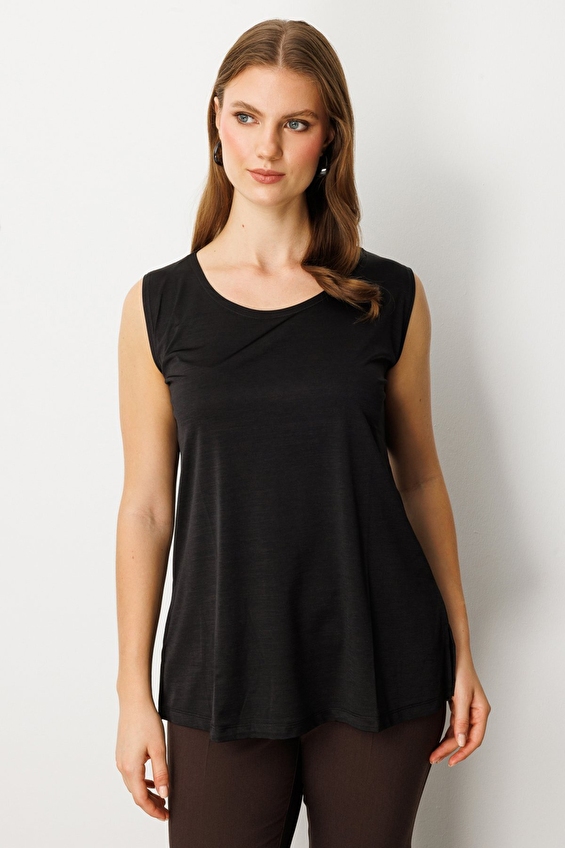 Onfashion Büyük Beden Sıfır Yaka Dokuma Kadın Bluz 61310 Siyah Onfashion Büyük Beden Sıfır Yaka Dokuma Kadın Bluz 61310 Siyah