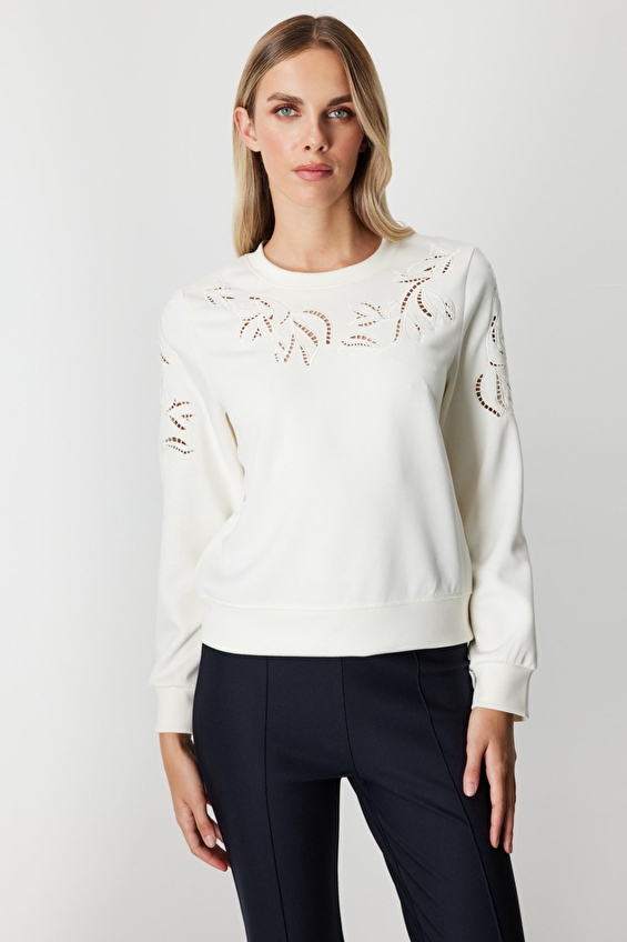 Onfashion Regular Fit Sıfır Yaka Uzun Kol Dokuma Kadın Sweatshirt 66322 Krem Onfashion Regular Fit Sıfır Yaka Uzun Kol Dokuma Kadın Sweatshirt 66322 Krem