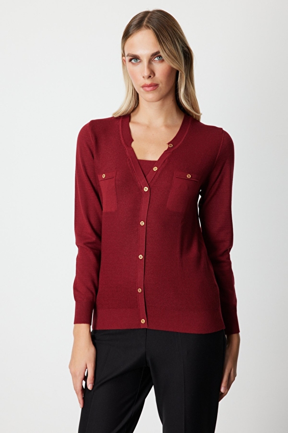 Onfashion Regular Fit Uzun Kol Hakim Yaka Dokuma Kadın Kazak 65357 Bordo Onfashion Regular Fit Uzun Kol Hakim Yaka Dokuma Kadın Kazak 65357 Bordo