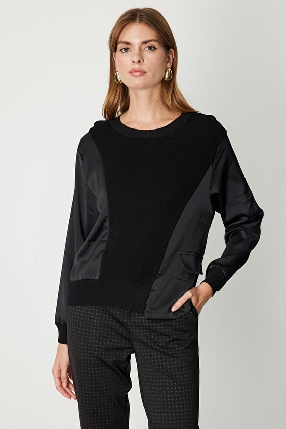 Onfashion Regular Fit Sıfır Yaka Uzun Kol Dokuma Kadın Kazak 66369 Siyah Onfashion Regular Fit Sıfır Yaka Uzun Kol Dokuma Kadın Kazak 66369 Siyah