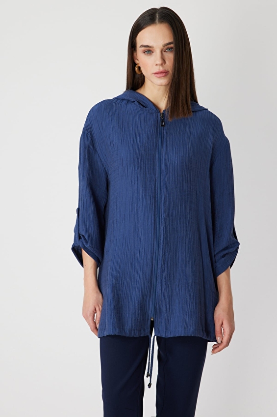 Onfashion Regular Fit Polyester Kapüşonlu Uzun Kollu Fermuarlı Kadın Mont 72701 Indıgo Onfashion Regular Fit Polyester Kapüşonlu Uzun Kollu Fermuarlı Kadın Mont 72701 Indıgo