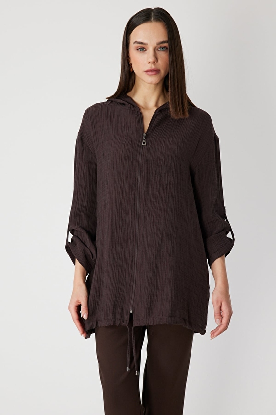 Onfashion Regular Fit Polyester Kapüşonlu Uzun Kollu Fermuarlı Kadın Mont 72701 Kahve Onfashion Regular Fit Polyester Kapüşonlu Uzun Kollu Fermuarlı Kadın Mont 72701 Kahve