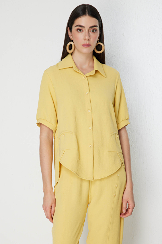 Onfashion Kadın Gömlek 72338 Sarı Onfashion Kadın Gömlek 72338 Sarı