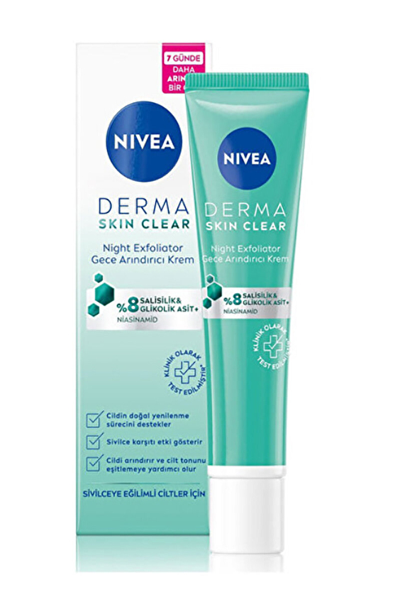 Nivea Derma Skin Clear Night Exfoliator Gece Arındırıcı Krem 40ml