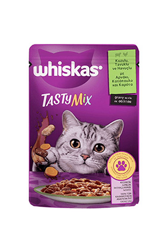 Whiskas Tasty Mix Kuzulu Tavuklu Havuçlu Yaş Mama 85 G