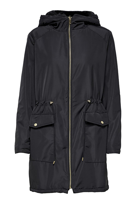 Only Relax Fit Uzun Kol Fermuarlı Kapüşonlu Kadın Mont 15208727 Antrasit