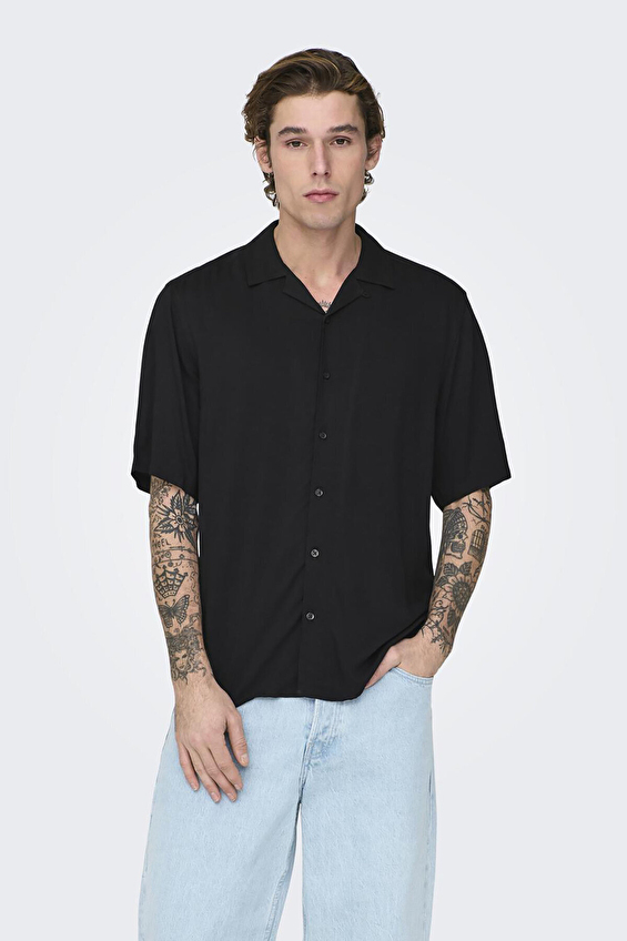 Only&Sons Regular Fit Gömlek Yaka Straight Fit Kısa Kol Erkek Gömlek 22024164 Siyah Only&Sons Regular Fit Gömlek Yaka Straight Fit Kısa Kol Erkek Gömlek 22024164 Siyah