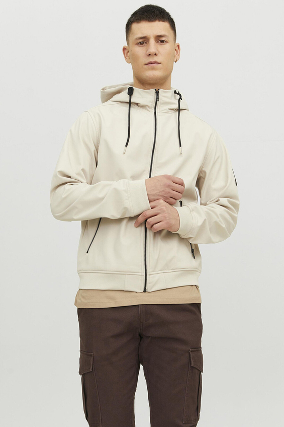 Jack&Jones Kapüşonlu Erkek Basic Softshell Mont 12236300 MOONBEAM Bej