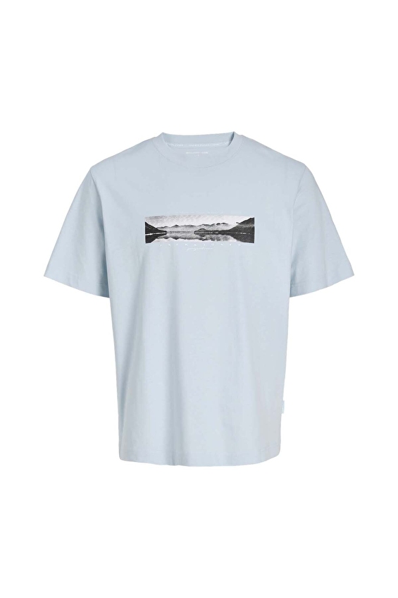 Jack&Jones Bisiklet Yaka Relaxed Fit Kısa Kol Erkek Tişört 12289870 OMPHALODES Mavi