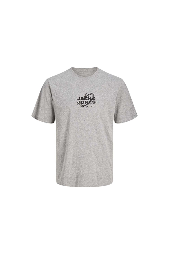 Jack&Jones Bisiklet Yaka Relaxed Fit Kısa Kol Erkek Tişört 12292555 LIGHT GREY MELANGE Gri