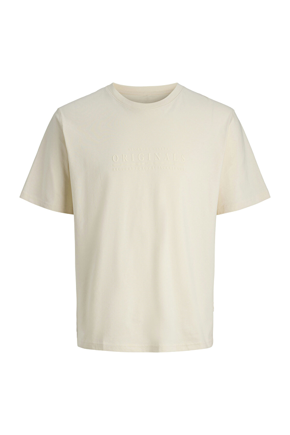 Jack&Jones Regular Fit Bisiklet Yaka Kısa Kol Erkek Tişört 12290315 ANTIQUE WHITE Krem