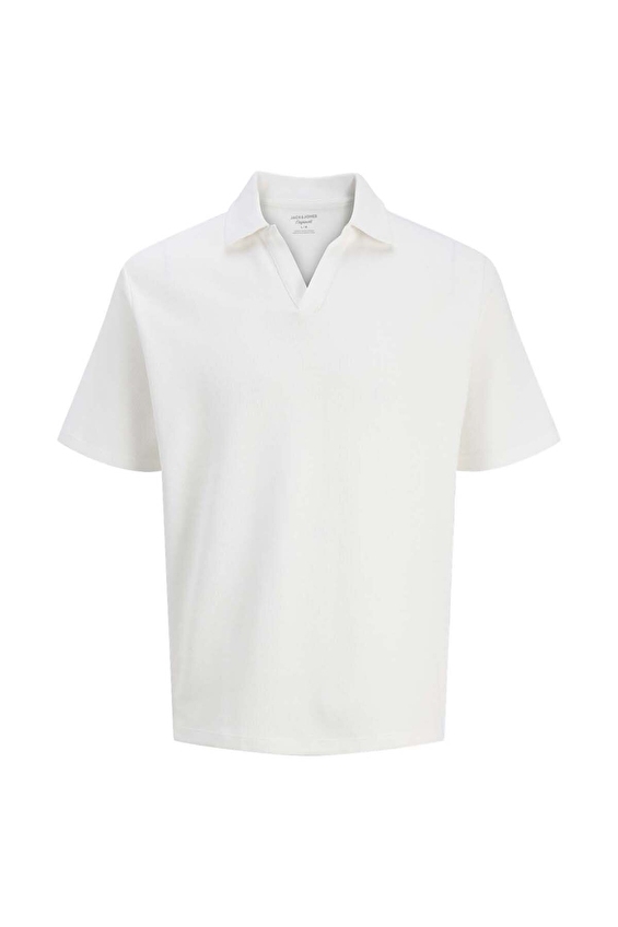 Jack&Jones Polo Yaka Relaxed Fit Kısa Kol Erkek Tişört 12290893 CLOUD DANCER Kırık beyaz