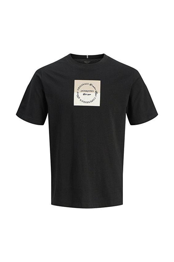 Jack&Jones Regular Fit Bisiklet Yaka Kısa Kol Erkek Tişört 12290856 BLACK Siyah