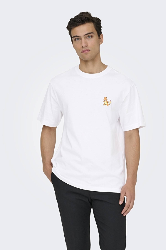 Only&Sons Erkek Tişört 22037659 Beyaz/turuncu Only&Sons Erkek Tişört 22037659 Beyaz/turuncu
