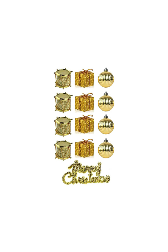 Yılbaşı Ağacı Süsü Dekoratif 4cm Karma Set 12 Li̇