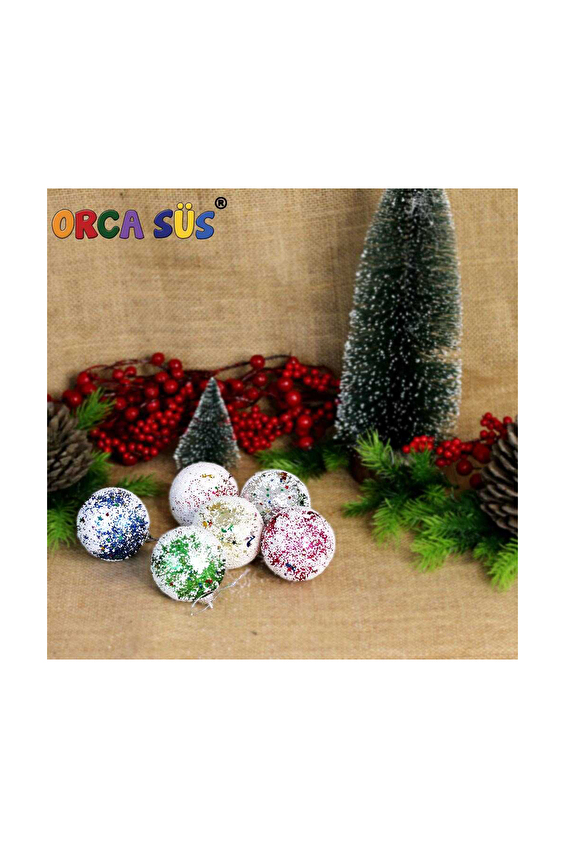 Yılbaşı Ağacı Süsü 6'Lı 6 cm Toplar Mix