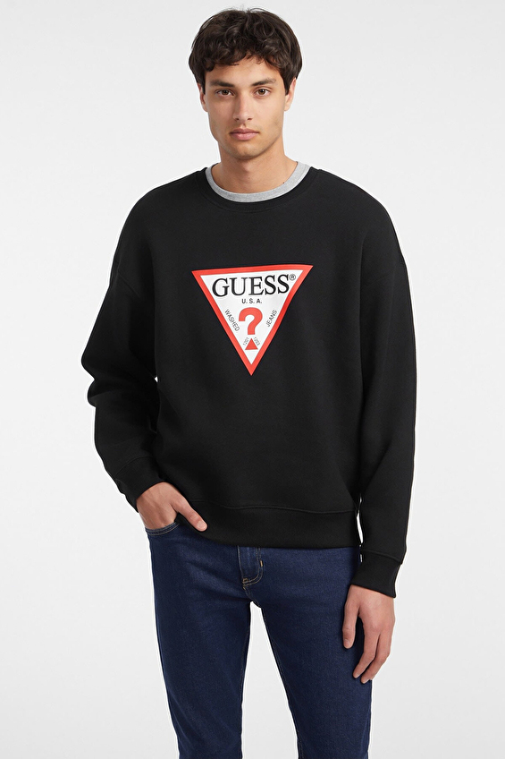 Guess Jeans Regular Fit Erkek Sweatshirt M4YQ21K9V31 Siyah Guess Jeans Regular Fit Erkek Sweatshirt M4YQ21K9V31 Siyah