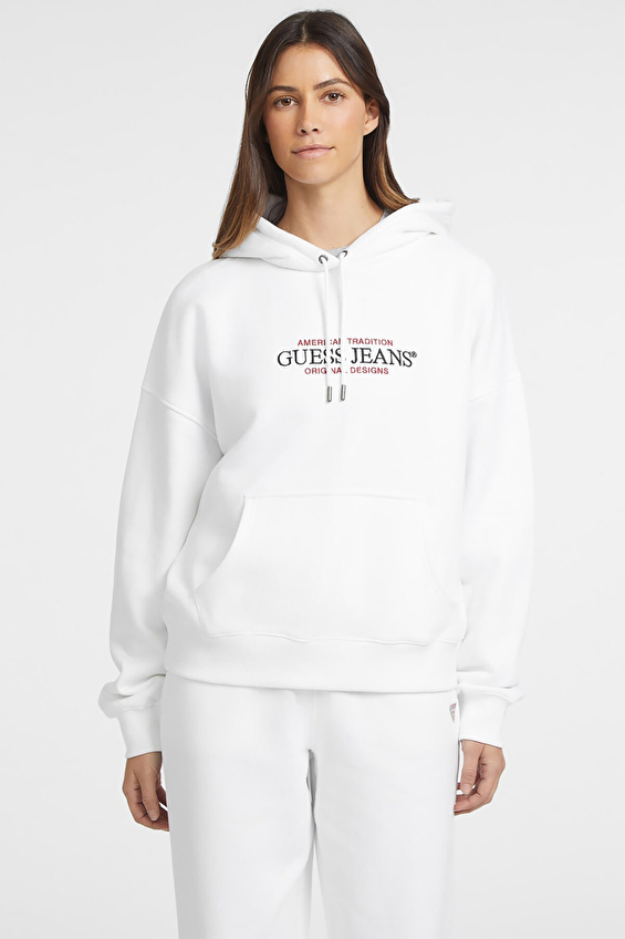 Guess Jeans Kadın Guess Sweatshirt W4YQ15KC811 Beyaz Guess Jeans Kadın Guess Sweatshirt W4YQ15KC811 Beyaz