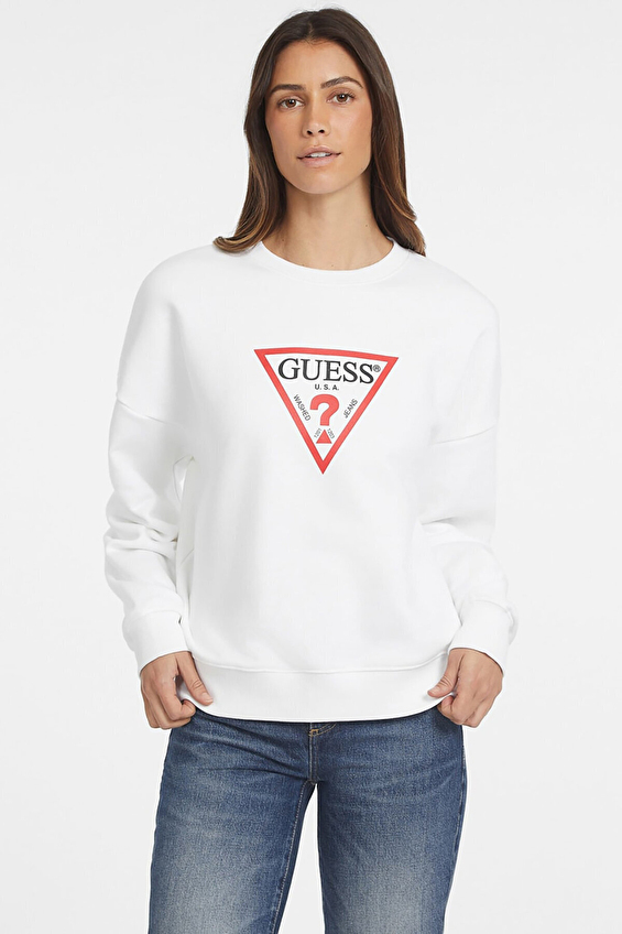 Guess Jeans Kadın Guess Sweatshirt W4YQ00KC811 Beyaz Guess Jeans Kadın Guess Sweatshirt W4YQ00KC811 Beyaz