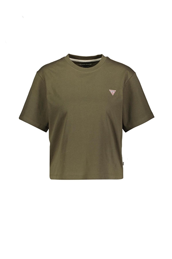 Guess Jeans Boxy Fit Örme Kumaş Kadın Guess Tişört W4YI05K8HM0 Haki Guess Jeans Boxy Fit Örme Kumaş Kadın Guess Tişört W4YI05K8HM0 Haki