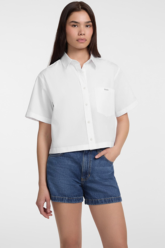 Guess Jeans Kadın Gömlek W5GH98WH7P1 Beyaz Guess Jeans Kadın Gömlek W5GH98WH7P1 Beyaz