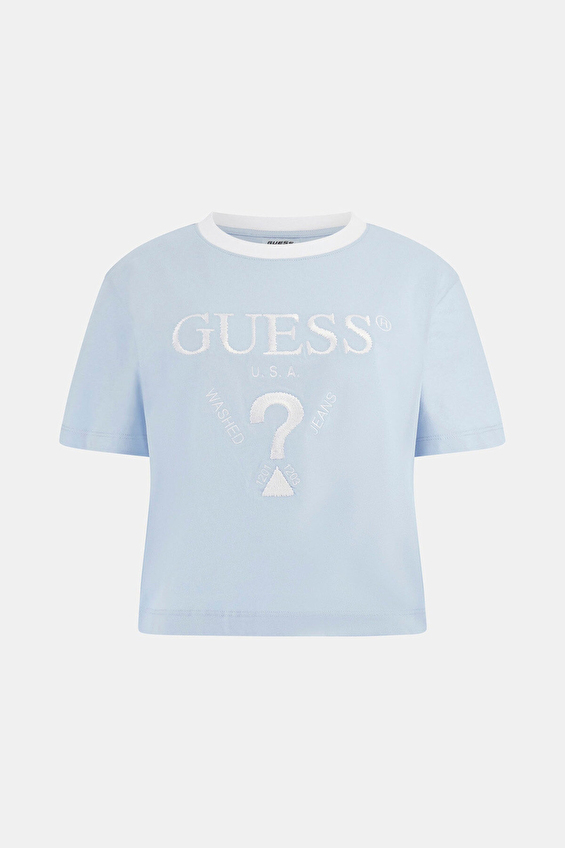 Guess Boxy Fit Örme Kumaş Kadın Tişört V5GI18I3Z14 Mavi
