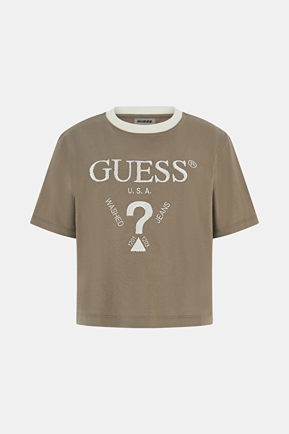 Guess Boxy Fit Örme Kumaş Kadın Tişört V5GI18I3Z14 Kahve