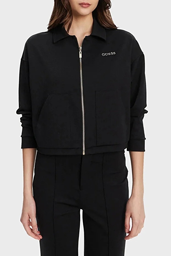 Guess Dokuma Kumaş Kadın Ceket V5YL08KCX42 Siyah Guess Dokuma Kumaş Kadın Ceket V5YL08KCX42 Siyah