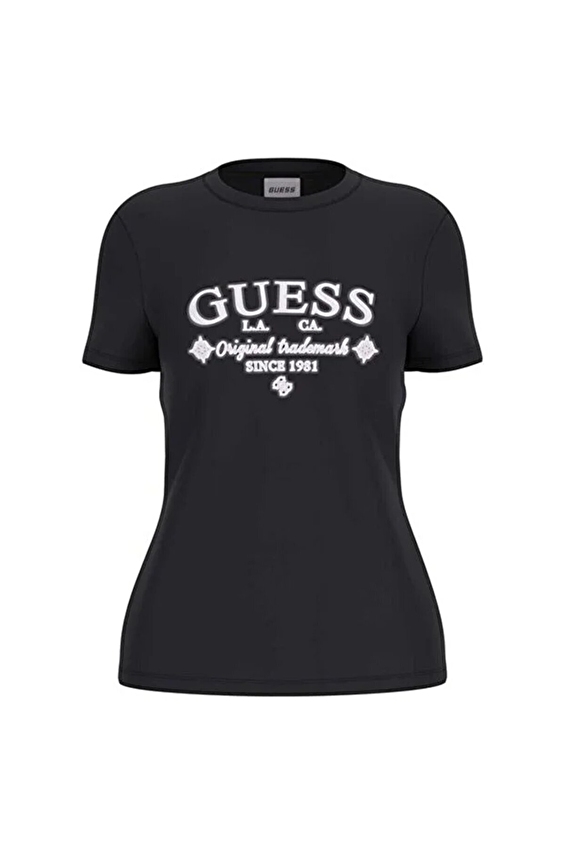 Guess Regular Fit Örme Kumaş Kadın Tişört V5YI03I3Z14 Siyah Guess Regular Fit Örme Kumaş Kadın Tişört V5YI03I3Z14 Siyah