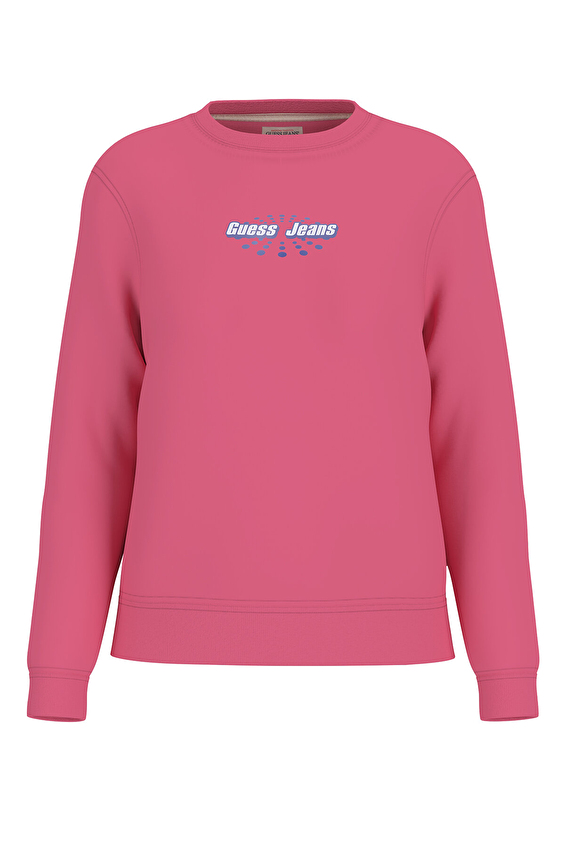 Guess Jeans Dokuma Kumaş Kadın Sweatshirt W5YQ23K68I4 Pembe Guess Jeans Dokuma Kumaş Kadın Sweatshirt W5YQ23K68I4 Pembe