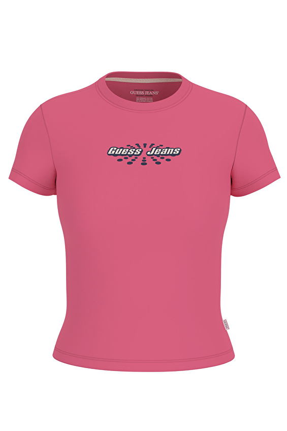 Guess Jeans Slim Fit Örme Kumaş Kadın Tişört W5YI04J1314 Pembe Guess Jeans Slim Fit Örme Kumaş Kadın Tişört W5YI04J1314 Pembe