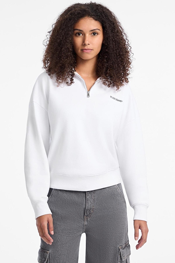 Guess Jeans Kadın Sweatshirt W5YQ09K68I4 Beyaz Guess Jeans Kadın Sweatshirt W5YQ09K68I4 Beyaz