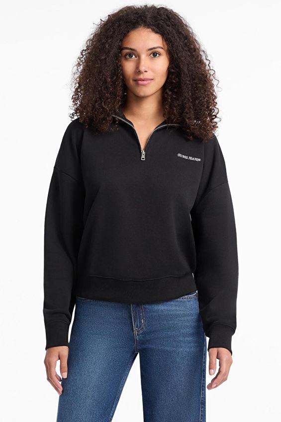 Guess Jeans Kadın Sweatshirt W5YQ09K68I4 Siyah Guess Jeans Kadın Sweatshirt W5YQ09K68I4 Siyah