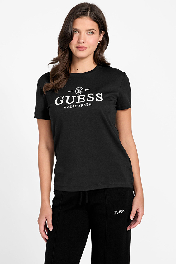 Guess Kadın Tişört V6RI06KD741 Siyah Guess Kadın Tişört V6RI06KD741 Siyah
