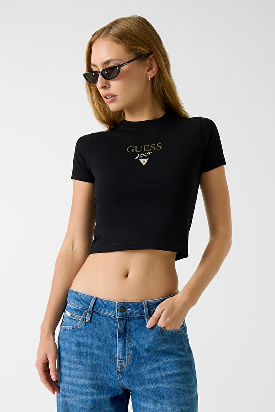 Guess Jeans Kadın Tişört W6RI15J1314 Siyah Guess Jeans Kadın Tişört W6RI15J1314 Siyah