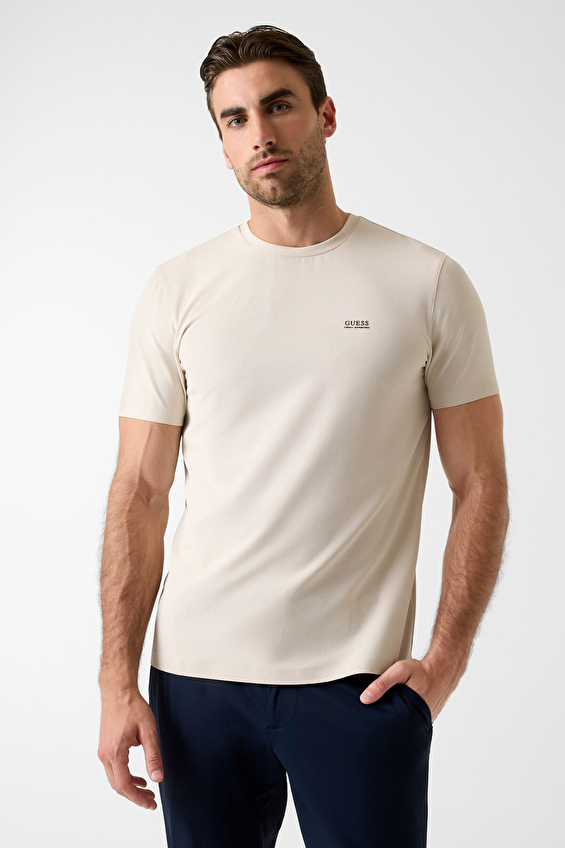 Guess Slim Fit Erkek Tişört M6RI19KD202 Krem Guess Slim Fit Erkek Tişört M6RI19KD202 Krem