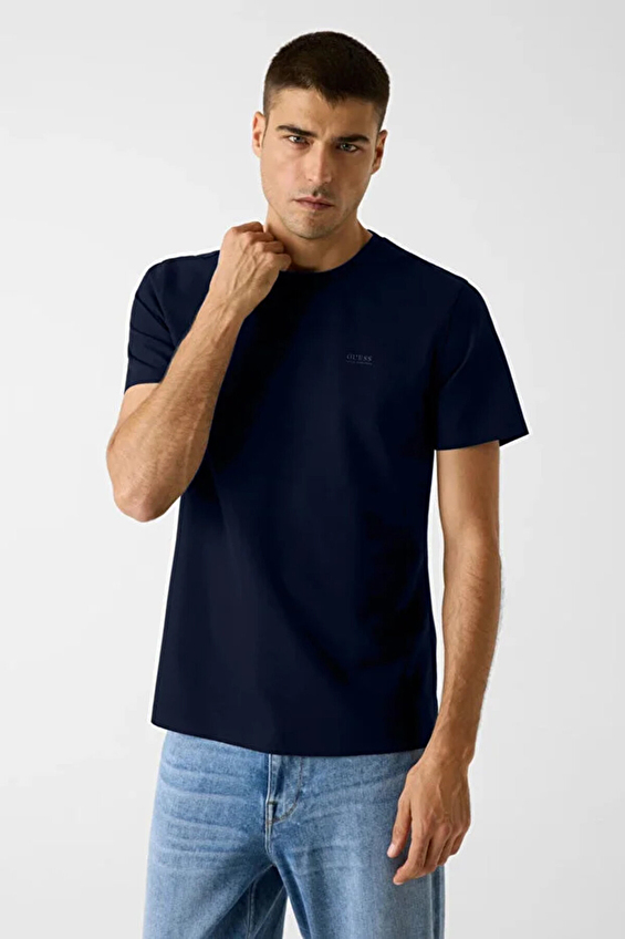 Guess Slim Fit Erkek Tişört M6RI19KD202 Lacivert Guess Slim Fit Erkek Tişört M6RI19KD202 Lacivert