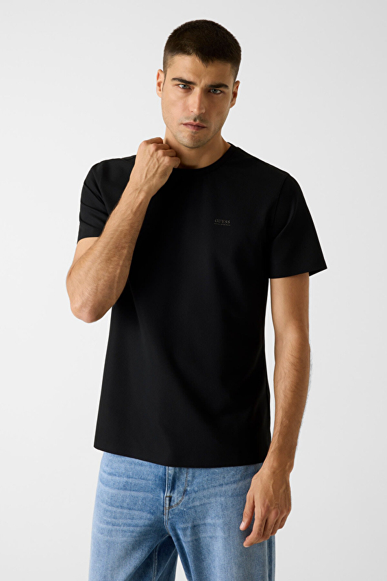 Guess Slim Fit Erkek Tişört M6RI19KD202 Siyah Guess Slim Fit Erkek Tişört M6RI19KD202 Siyah