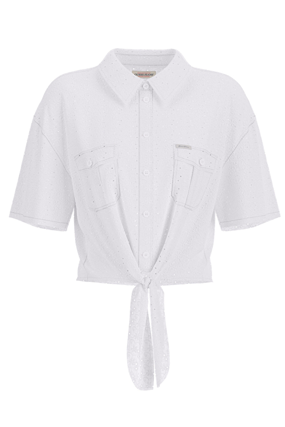 Guess Jeans Kadın Gömlek W6GHA3WO331 Beyaz Guess Jeans Kadın Gömlek W6GHA3WO331 Beyaz