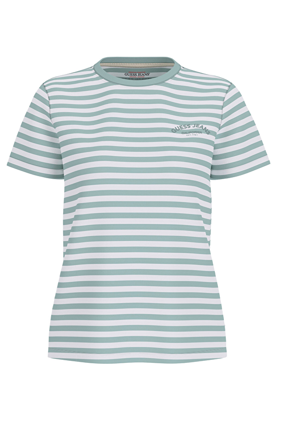 Guess Jeans Kadın Tişört W6GI05KCIE1 Yeşil/beyaz Guess Jeans Kadın Tişört W6GI05KCIE1 Yeşil/beyaz