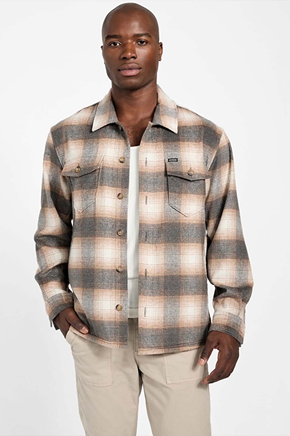 Guess Relaxed Fit Erkek Gömlek M5BH31W2012 Bej Guess Relaxed Fit Erkek Gömlek M5BH31W2012 Bej