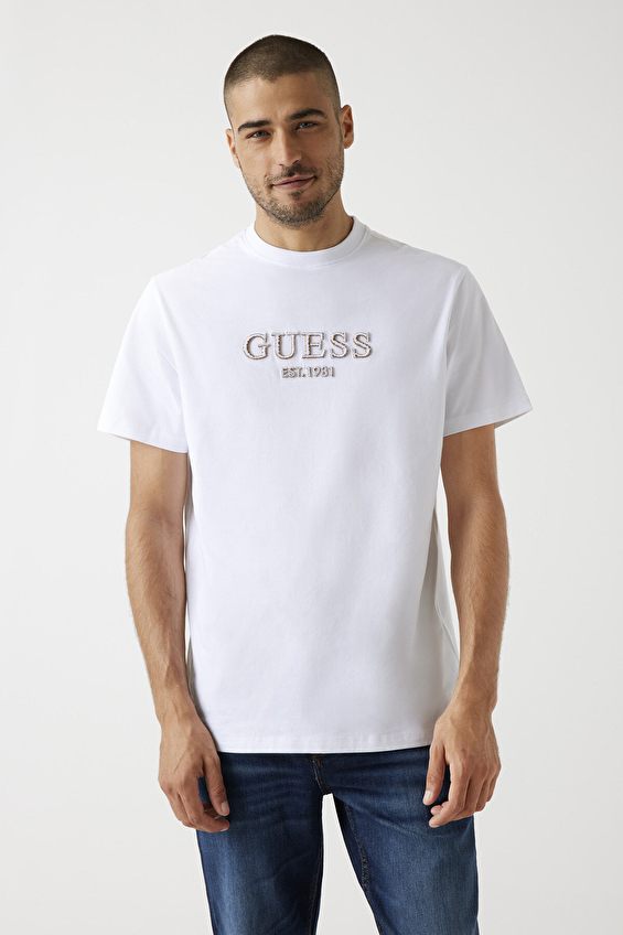 Guess Regular Fit Erkek Tişört M5BI09K8FQ4 Beyaz Guess Regular Fit Erkek Tişört M5BI09K8FQ4 Beyaz